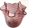 Vaso Fazzoletto Rosa Ametista in Vetro Vaso Famoso 9 X10 Cm Filigrana Oro E Bianca Design Made in Italy Vaso Cristallo Di Murano Con Filigrana100% Venezia Fatto a Mano