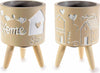 Vaso In Cemento Su Treppiede In Legno Con Decoro Familyhome In 2 Varianti Design 14zero3 Casa e cucina/Decorazioni per interni/Vasi Sogno Shop - Assisi, Commerciovirtuoso.it