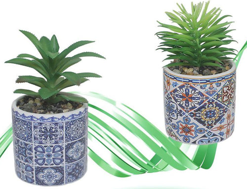 Vaso In Ceramica Con Piantina Artificiale 15cm Pianta Idea Regalo Bomboniera Blu Giardino e giardinaggio/Attrezzi da giardino e attrezzature per l'irrigazione/Vasi e accessori per piante/Vasi tradizionali Trade Shop italia - Napoli, Commerciovirtuoso.it