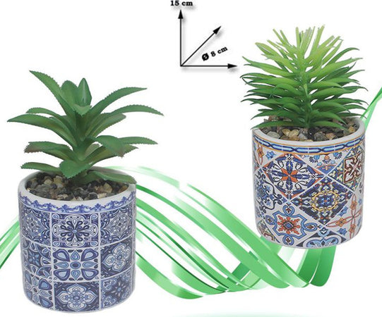 Vaso In Ceramica Con Piantina Artificiale 15cm Pianta Idea Regalo Bomboniera Blu Giardino e giardinaggio/Attrezzi da giardino e attrezzature per l'irrigazione/Vasi e accessori per piante/Vasi tradizionali Trade Shop italia - Napoli, Commerciovirtuoso.it