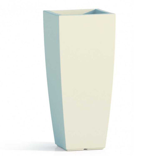 Vaso Cromia Square quadrato e alto tinta unita in resina Made in Italy