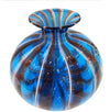 Vaso in Verto 100% Veneziano Ampolla Vetro Di Murano Blu Ametista Con Filigrana Rosa Made in Italy Vaso Artigianale Fatto a Mano 100% Venezia 16 cm x 18 cm