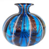 Vaso in Verto 100% Veneziano Ampolla Vetro Di Murano Blu Ametista Con Filigrana Rosa Made in Italy Vaso Artigianale Fatto a Mano 100% Venezia 16 cm x 18 cm