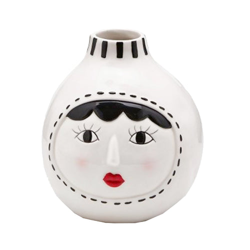 Vaso Faccia decorativa porta fiori diffusore essenze in ceramica volto donna h 16 cm