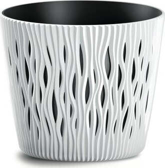 Prosperplast Sandy – Vaso Rotondo 2 In 1 Con Sottovaso Integrato In Plastica, Per Piante Da Interno/esterno