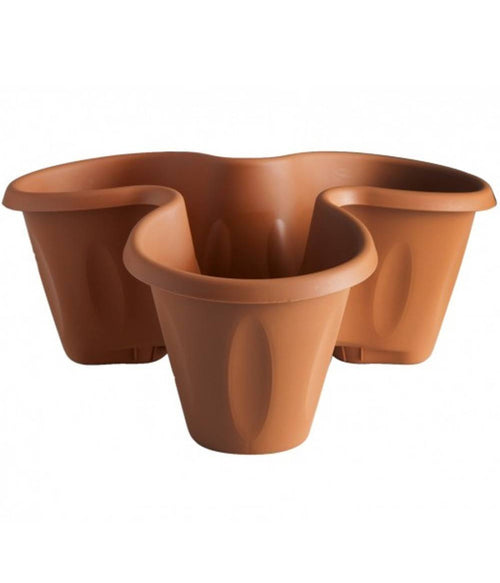 Vaso Testa Trifoglio 40x16cm In Plastica Colore Terracotta Sovrapponibile Piante