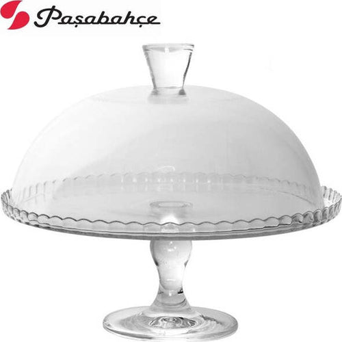 Vassoio-Alzatina-Per-Torta-In-Vetro-Cupola-Da-32-Cm-Con-Piede-Set-Patisserie