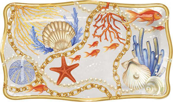 Vassoio-Centrotavola-Con-Conchiglie-Coralli-Stile-Marino-Svuotatasche-30x21-Cm