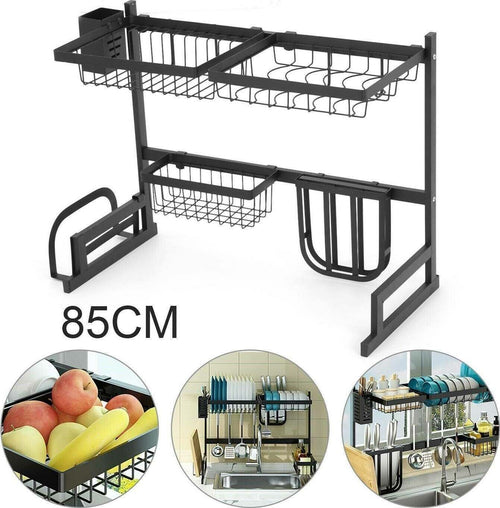 Vassoio-da-cucina-Piatti-Scodella-Scolapiatti-Scaffale-Stoviglie-Nero-85-cm