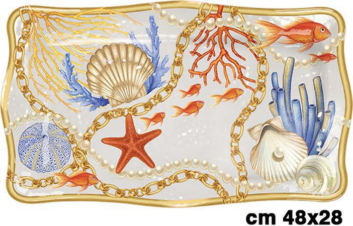 Vassoio Da Tavola Centrotavola Conchiglie Coralli Stile Marino Svuota Tasche Casa e cucina/Stoviglie/Piatti ciotole e vassoi/Piatti per servire/Vassoi/Vassoi da portata Trade Shop italia - Napoli, Commerciovirtuoso.it