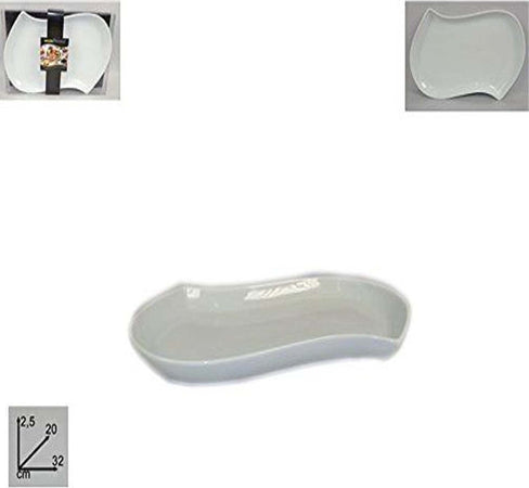 VASSOIO IN CERAMICA BIANCO ONDULATO 32X20 CM PIATTO DA PORTATA PER ANTIPASTI Casa e cucina/Stoviglie/Piatti ciotole e vassoi/Piatti per servire/Vassoi/Vassoi da portata Trade Shop italia - Napoli, Commerciovirtuoso.it