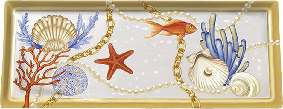 Vassoio Rettangolare Con Conchiglie Coralli Stile Marino Svuotatasche 37x16 Cm Casa e cucina/Stoviglie/Piatti ciotole e vassoi/Piatti per servire/Vassoi/Vassoi da portata Trade Shop italia - Napoli, Commerciovirtuoso.it