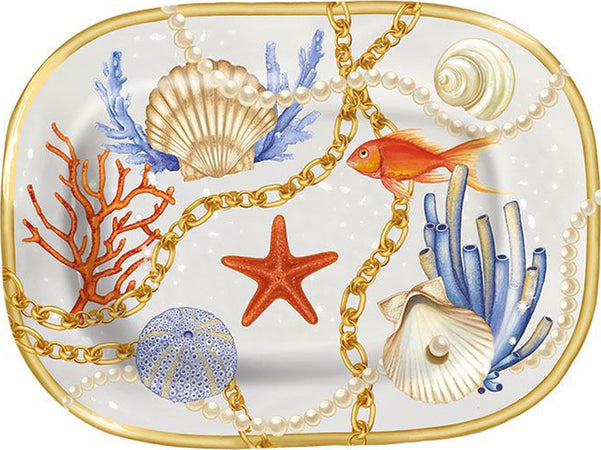 Vassoio Rettangolare Con Conchiglie Coralli Stile Marino Svuotatasche 42*31 Cm Casa e cucina/Stoviglie/Piatti ciotole e vassoi/Piatti per servire/Vassoi/Vassoi da portata Trade Shop italia - Napoli, Commerciovirtuoso.it