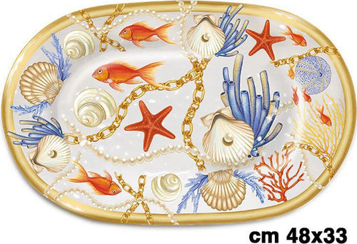 Vassoio Rettangolare Con Conchiglie Coralli Stile Marino Svuotatasche 48x33 Cm Casa e cucina/Stoviglie/Piatti ciotole e vassoi/Piatti per servire/Vassoi/Vassoi da portata Trade Shop italia - Napoli, Commerciovirtuoso.it