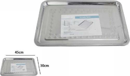 Vassoio Rettangolare In Acciaio Portata Cucina Guantiera Piatto 45x30cm 66352 Casa, arredamento e bricolage > Cucina > Vassoi Trade Shop italia - Napoli, Commerciovirtuoso.it
