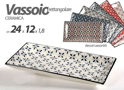 Vassoio Rettangolare In Ceramica Decori Assortiti 24x12x1,8 Cm Cucina 737350 Casa e cucina/Stoviglie/Piatti ciotole e vassoi/Piatti per servire/Vassoi/Vassoi da portata Trade Shop italia - Napoli, Commerciovirtuoso.it