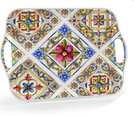 Vassoio Rettangolare Plastica Melamina Decoro Terra Sole Manici 35x25cm 829307 Casa e cucina/Stoviglie/Piatti ciotole e vassoi/Piatti per servire/Vassoi/Vassoi da portata Trade Shop italia - Napoli, Commerciovirtuoso.it