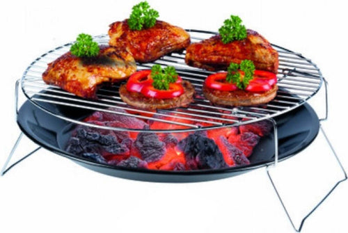 Vassoio rotondo per barbecue bbq 36 cm in metallo con base pieghevole