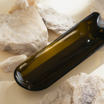 Vassoio senza collo | svuota tasche in vetro riciclato | svuotatasche sostenibile in vetro