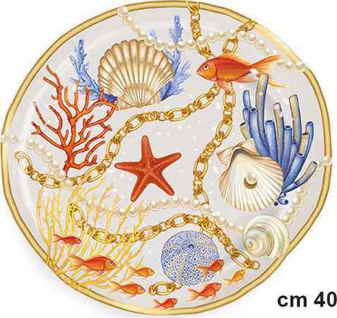 Vassoio Tondo Con Conchiglie E Coralli Stile Marino Centrotavola Diametro 40 Cm Casa e cucina/Stoviglie/Piatti ciotole e vassoi/Piatti per servire/Vassoi/Vassoi da portata Trade Shop italia - Napoli, Commerciovirtuoso.it