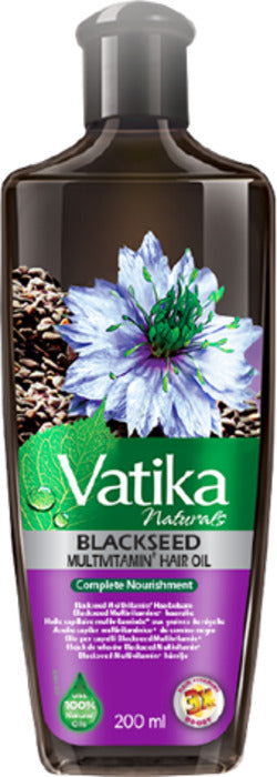 Vatika Black Seed Hair Oil 200 Ml Olio per Capelli Di Semi Neri Con Vitamine E Minerali Olio per Capelli Più Lucnti