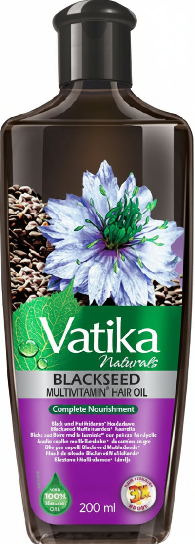 Vatika Black Seed Hair Oil 200 Ml Olio per Capelli Di Semi Neri Con Vitamine E Minerali Olio per Capelli Più Lucnti