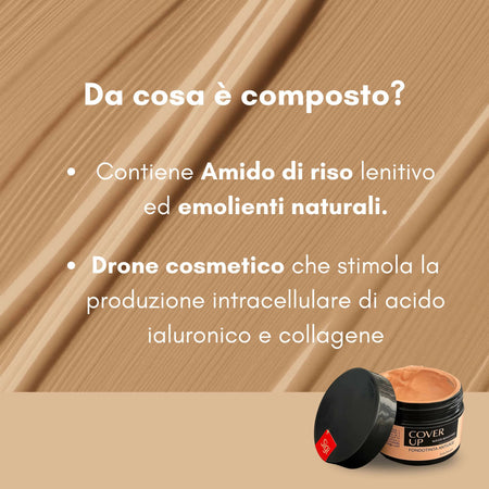 CoverUp Makeup – Fondotinta Antiage Water Resistant 50ml – Lunga Tenuta con Acido Ialuronico ed Emollienti Naturali – Idratante e Levigante – AlohaLabs