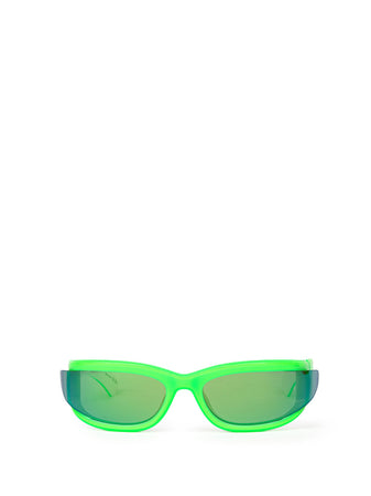 Bottega Veneta Occhiali da Sole in Acetato Verde Acido e Bianco da donna
