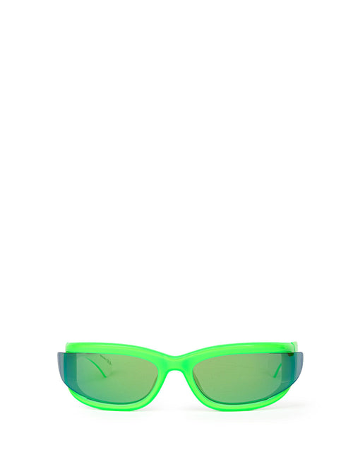 Bottega Veneta Occhiali da Sole in Acetato Verde Acido e Bianco da donna