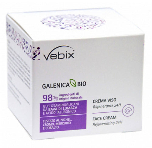 Vebix Eco Bio Crema Viso Rigenerante 50 Ml. Crema Glycosaminoglicani da Bava di Lumaca ed Acido jaluronico di origine naturale