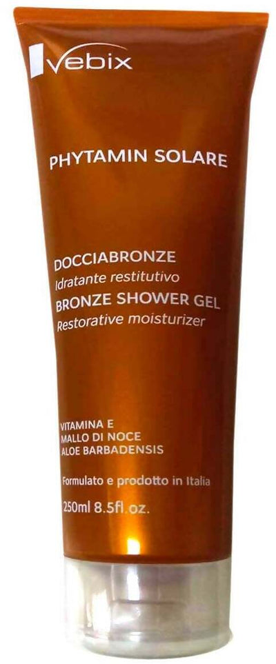 Vebix Phytamin Solare Doccia Bronze Con Vitamina E Mallo Di Noce E Aloe Idratante Prolungatore Dell'abbronzatura Shower Gel 250 Ml