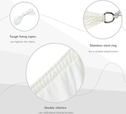 Vela-Ombreggiante-Rettangolare-4x6m,-Tenda-da-Sole-per-Esterno-in-Poliestere-Anti-UV-Traspirante-Bianco-Crema-SD7840-141CWSD7