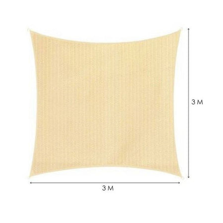 Vela Tenda Quadrata Parasole Protezione Sole Ombreggiatura Giardino 3x3mt Beige 017029