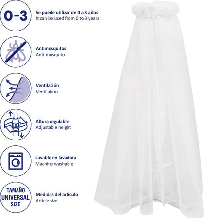 Velo Tool Une 138X450X1 Cm Liso E Bianco Casa e cucina/Tessili per la casa/Biancheria per culle e lettini/Biancheria bebè/Zanzariere per culla La Casa Del Bebè - Napoli, Commerciovirtuoso.it