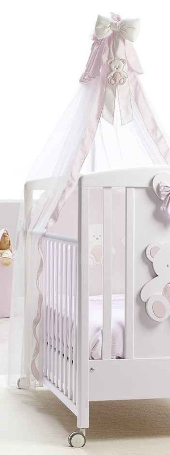 Velo TESTA LETTO Tulle + Asta Italbaby Peluche Rosa