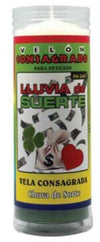 Velòn Consagrado Para Peticiòn Lluvia De Suerte Con Tubo Protector 14 X 5.5 Cm Candela per Attirare Fortuna E Denaro per Rituali E Cerimonie
