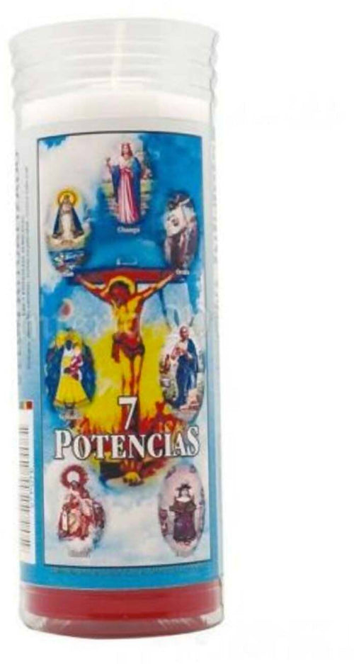 VELÒN CONSAGRADO PARA PETICIÒN SIETE POTENCIAS CM 14 X 5.5 CON TUBO PROTECTOR 