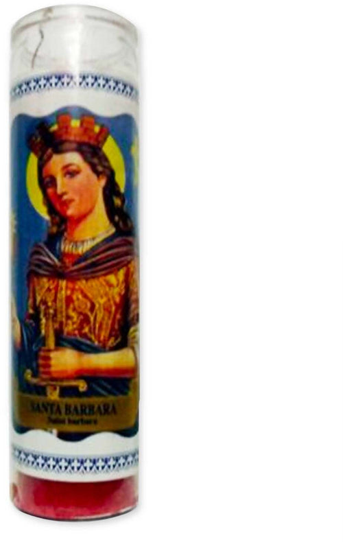 Velon Consagrado Santa Barbara candela Esoterica Con Contenitore In Vetro santería 