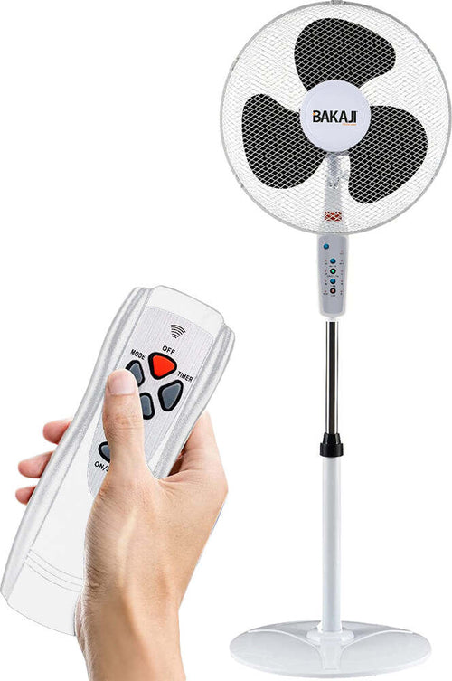 Ventilatore-a-Piantana-Base-Tonda-con-Telecomando-50W-Bianco-3-Velocità-+-Timer