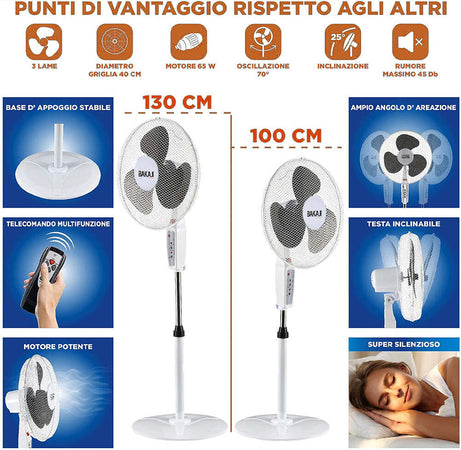Ventilatore-a-Piantana-Base-Tonda-con-Telecomando-50W-Bianco-3-Velocità-+-Timer