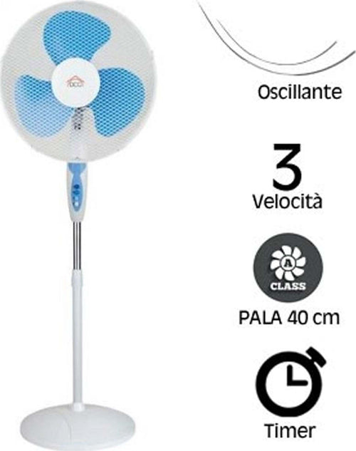 VENTILATORE A PIANTANA PALA 40CM BASE TONDA OSCILLANTE 3 VELOCITà TIMER 65W Fai da te/Prodotti per la costruzione/Riscaldamento e raffreddamento/Sistemi mobili di climatizzazione/Ventilatori/Ventilatori a piantana Trade Shop italia - Napoli, Commerciovirtuoso.it
