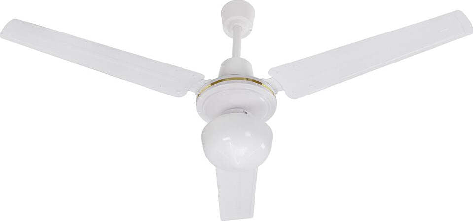 Ventilatore a soffitto con 3 pale in metallo Bianco e luce 70 w Ø 120 cm Fai da te/Prodotti per la costruzione/Riscaldamento e raffreddamento/Sistemi mobili di climatizzazione/Ventilatori/Ventilatori a piantana Decor Space - Altamura, Commerciovirtuoso.it