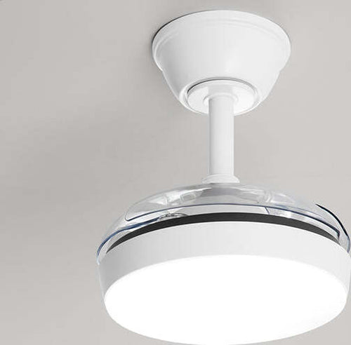 Ventilatore-Bianco-Opaco-Led-24W-3-Pale-A-Scomparsa-Trasparenti-Mini-Open-Plus