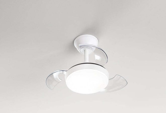 Ventilatore-Bianco-Opaco-Led-24W-3-Pale-A-Scomparsa-Trasparenti-Mini-Open-Plus