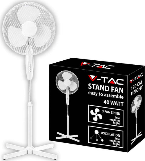 Ventilatore-con-Base-a-Croce-40W-Altezza-Regolabile-Max-120cm-3-Pale-a-3-Velocità-Rotante-Colore-Bianco-o-nero-DA-55W-5-PALE