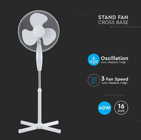 Ventilatore-con-Base-a-Croce-40W-Altezza-Regolabile-Max-120cm-3-Pale-a-3-Velocità-Rotante-Colore-Bianco-o-nero-DA-55W-5-PALE