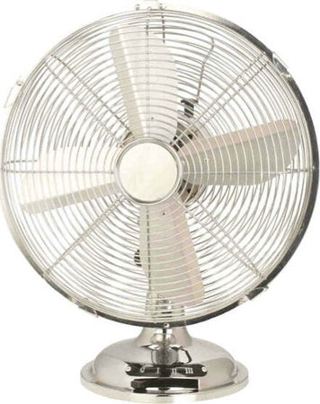 Ventilatore Cromo da tavolo - pala diametro 30 cm - 38 W - metallo cromato - CFG Fai da te/Prodotti per la costruzione/Riscaldamento e raffreddamento/Sistemi mobili di climatizzazione/Purificatori d'aria/Purificatori d'aria portatili Eurocartuccia - Pavullo, Commerciovirtuoso.it