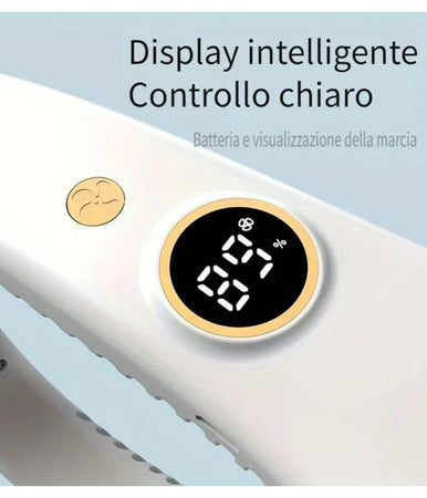 Ventilatore Da Collo Portatile Display 5 Livelli Velocità Ricaricabile Usb Sport