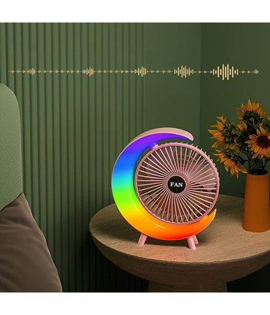 Ventilatore Da Tavolo Usb 3 Velocita' Con Luce Rgb Compatto Silenzioso Portatile