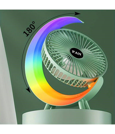 Ventilatore Da Tavolo Usb 3 Velocita' Con Luce Rgb Compatto Silenzioso Portatile